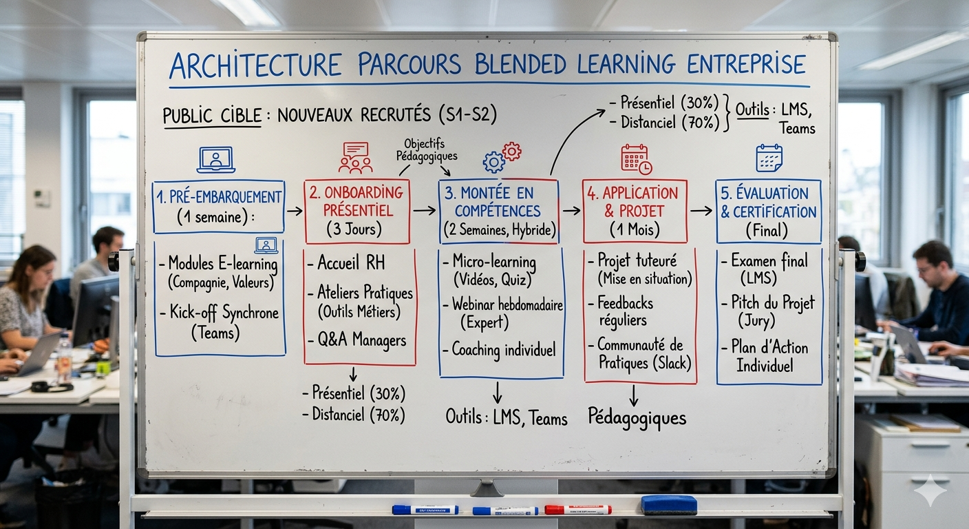 Comment créer un parcours blended learning en entreprise : le guide complet pour les PME